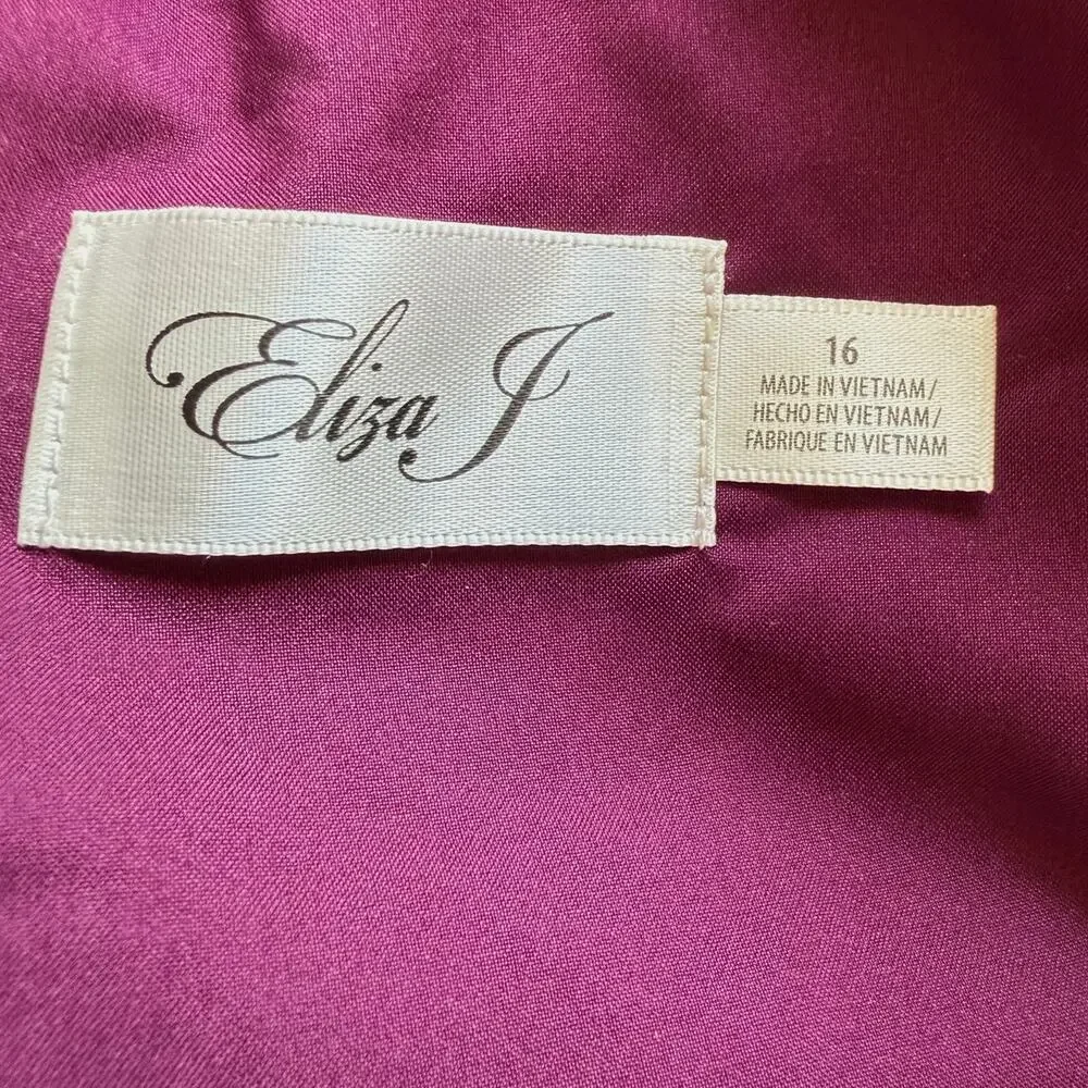 Eliza J Bell Sleeve Fit and Flare Dress In Wine Burgundy Size 16 New - Picture 11 of 12
